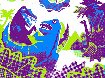 A Canned Theory (blue) dinosaurs halftone illustration pbr