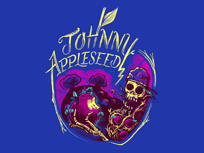 Johnny Appleseed! halftone handrawn horror illustration type