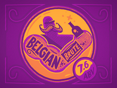 Belgian Brute beer illustration label