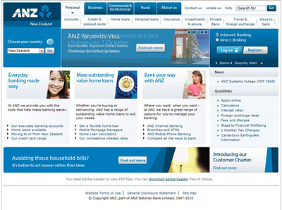 ANZ website design