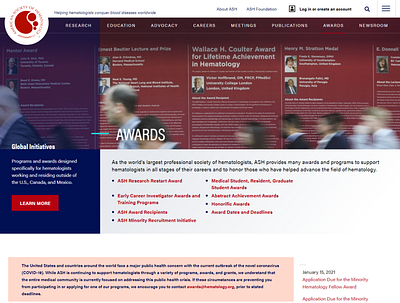 hematology org awards website design