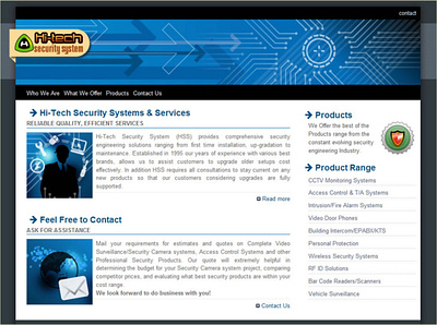 Hitech security system inner page website design