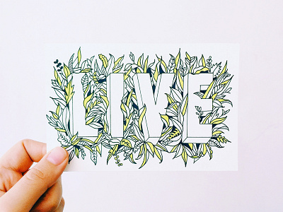 Live flowers handmade lettering plants sans serif type typography