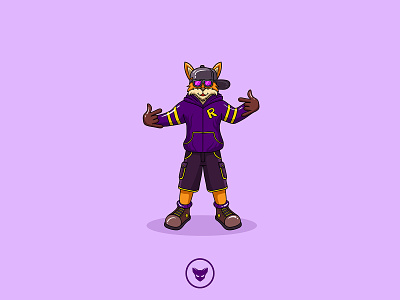 Fox HipHop cartoon character cool cute design first shot fox glass hiphop icon mascot mascot character metal orange purple rapper
