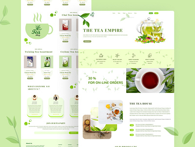 Tea Shop - Difference Tea | landing page branding client color concept dribble food graphic design green healthy image landing landing page leaves offer refreshment tea tea packet warm website