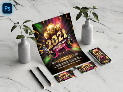 New year 2021 flyer design