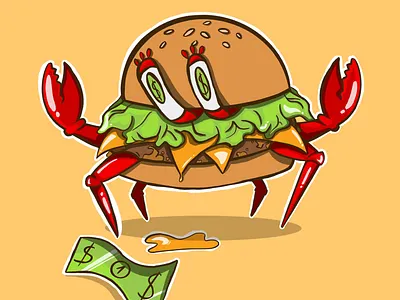 Krabs the krabby pattie burger design drawing graphic design illustration sketch spongebob