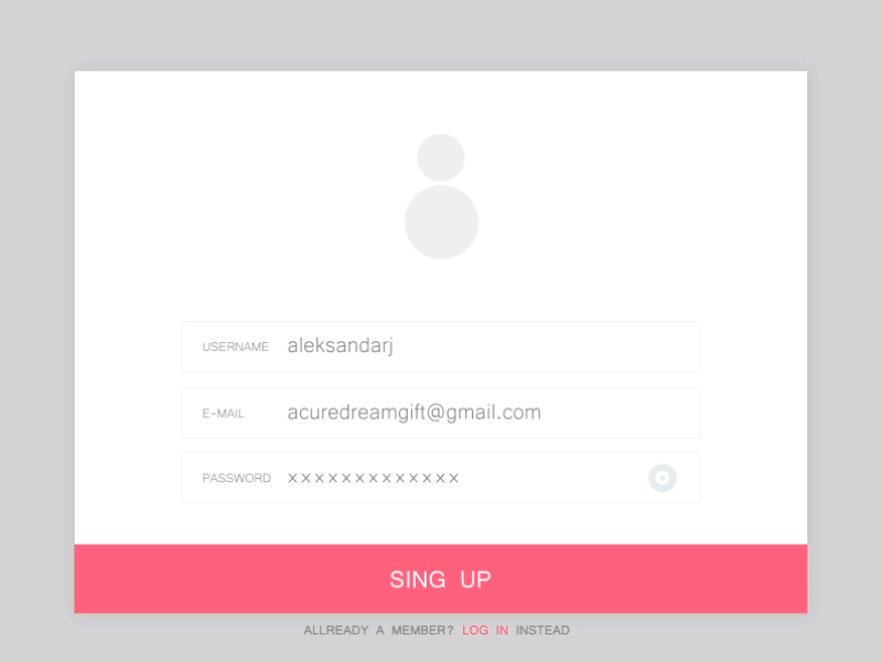 Sign Up window / DailyUI_001 acuredreamgift animation dailyui form jevtic motion red sign up signup student ui ux