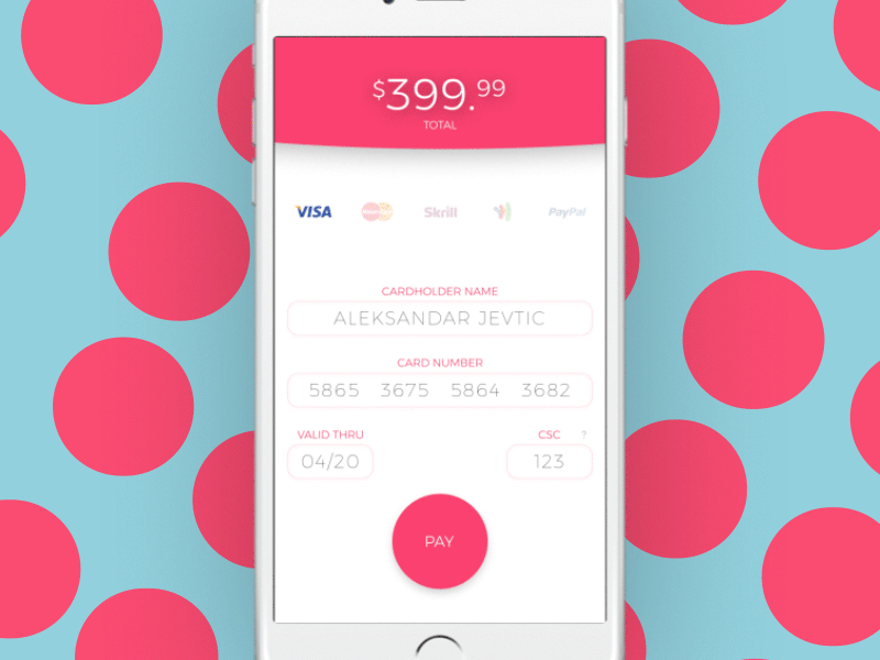 Credit Card Checkout / DailyUI_002 acuredreamgift animation check dailyui form iphone jevtic motion out student ui ux