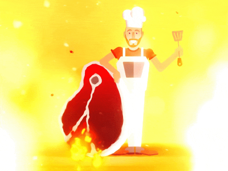 Valer The Cook 2d acuredreamgift aleksandar animation cook fire hot illustration jevtic meat motion serbia valer varga