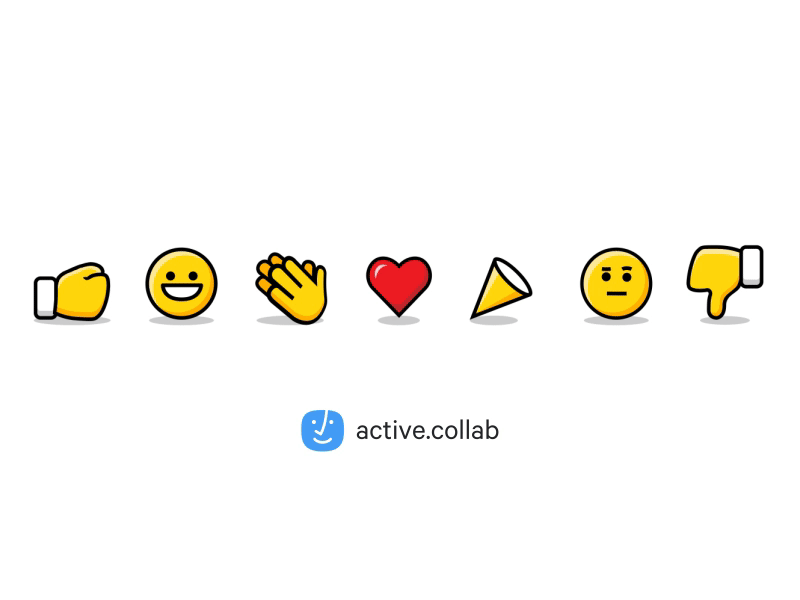 ActiveCollab Reaction Emoji's active activecollab acuredreamgift animation collab emoji emoji set emojis emotions illustration motion reactions ui ux