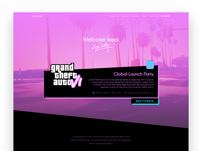 GTA VI / Welcome Back to Vice City 80s acuredreamgift grand theft auto gta gta6 gtavi landing miami ocean drive ui ux vice city web website