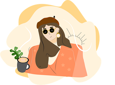 Coffee time design designer girl illustraion illustrator portrait wintergirl