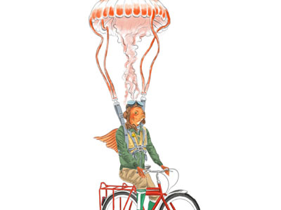 fish on a bikeride bikerides fish illustration jellyfish klickn thenorthsea