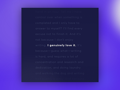 Focus mode gradient interface typography writing