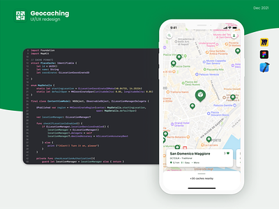 Geocaching Redesign app apple challenge coding dailyui design figma geocaching interface ios miro redesign swiftui ui ux