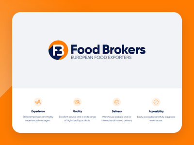 Redesign logo Food Brokers blue branding colourful design export food food broker logo logo design logo redesign minimal orange vector