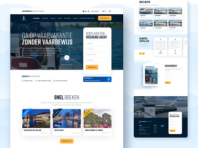 New website Jachthuren blue boat booking design rental ui ux vector yacht yachting yellow