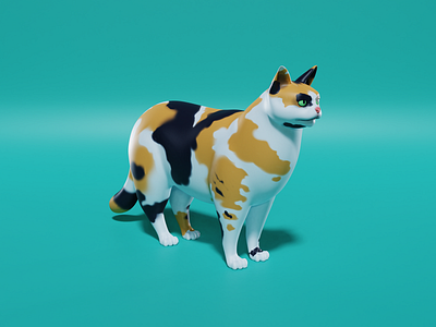 Cat Model 3d 3d art blender blender3d calico cartoon cat character game low poly lowpoly video game