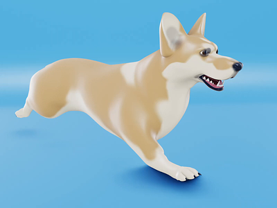 Walking Corgi 3d 3d art 3d model animated animation blender blender 3d blender3d cartoon character corgi dog game low poly lowpoly videogame