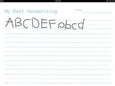 Prototype for a Handwriting App app blue handwriting ios ipad prototype white