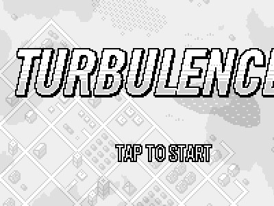 Turbulence’s Start Screen black font game ios iphone logo pixel text video white