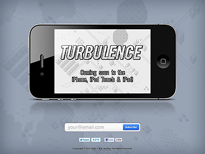 Turbulence’s Landing Page black game iphone landing page pixel website white