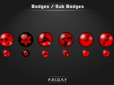 sub badges for twitch / sharingan cartoon custom emotes twitch custom logo customemotes esportlogo gaming graphicdesign illustrator logo mascot streamers subbadges twitch