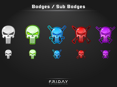 sub badges for twitch / skulls chibi custom logo customemotes cute esportlogo gaming graphicdesign illustrator streamers subbadges twitch