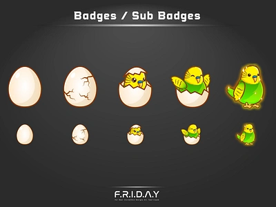 sub badges for twitch / hatching bird cartoon cute banner cartoon chibi custom logo customemotes cutelogo design esportlogo graphicdesign illustration illustrator logo overlay screens streamers subbadges twitch twitch sub badges twitchstreamers