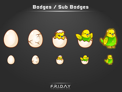 sub badges for twitch / hatching bird cartoon cute