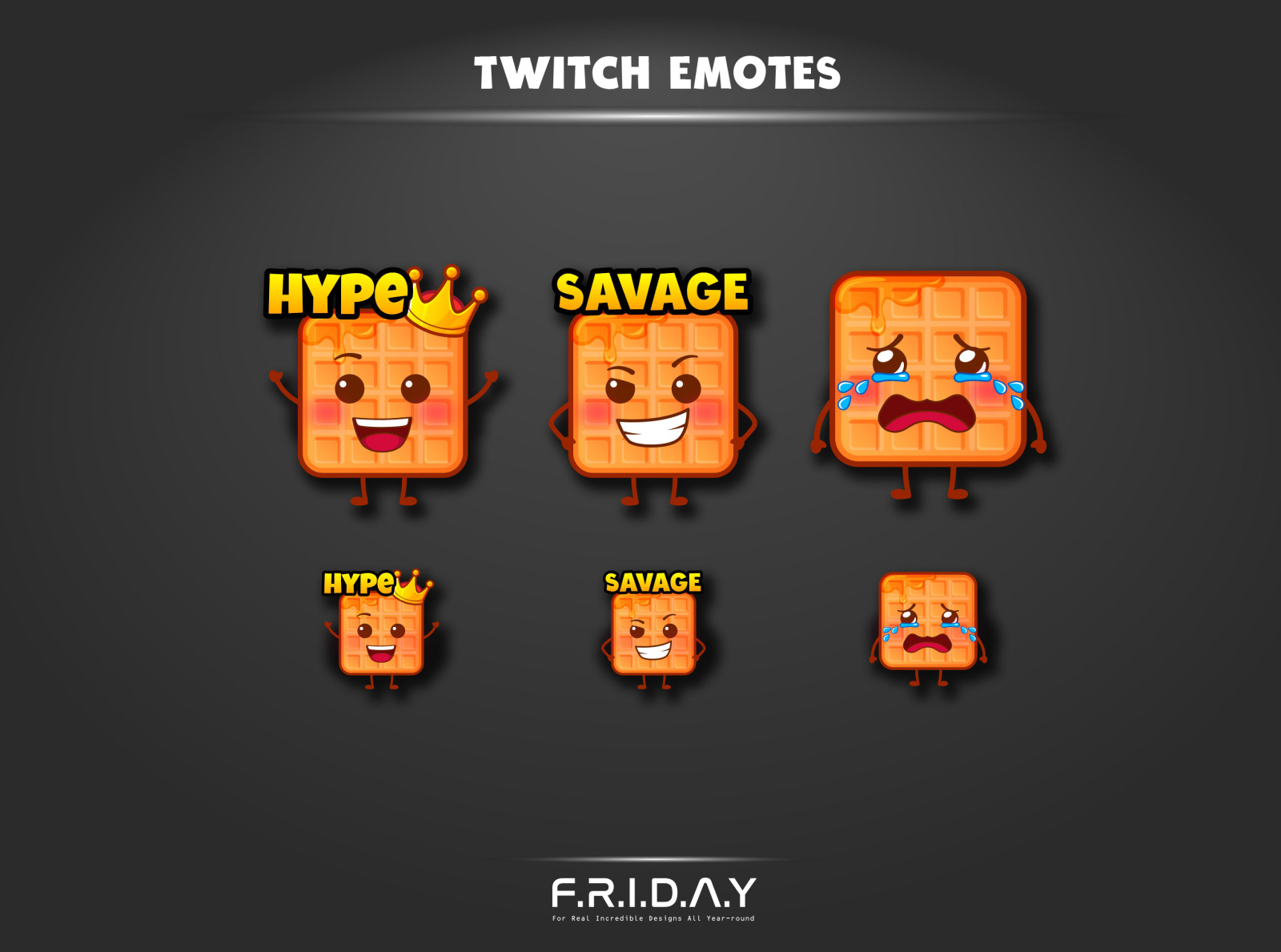 custom emote for twitch / cute waffle cartoon by Friday Design on Dribbble