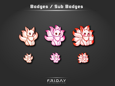 sub badges for twitch / nine tailed fox cartoon cute