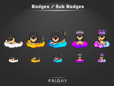 sub badges for twitch / cute dog cartoon