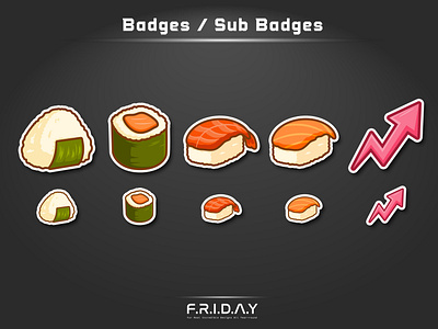 sub badges for twitch / sushi sub badges cartoon cute