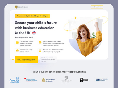 Landing page for an educational project