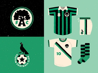 Retro Austin FC 70s austin austin fc branding concept football green logo mls retro soccer sports texture vector verde