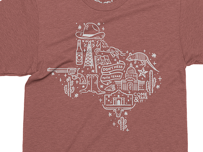 Don't Mess with Texas alamo armadillo austin cowboy gun hat horse icons longhorn outline shirt texas