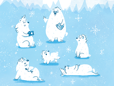 Polar Bear Family arctic bear cartoon polar bear snow winter