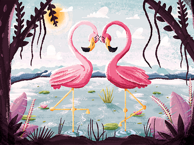 Flamingo Love flamingo heart love nature valentine