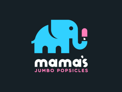 Mama's Jumbo Pops animal animal logo elephant ice cream logo popsicle simple logo