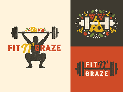 Fit N' Graze Branding barbell branding cheese fitness food health lifting logo weights wine work out