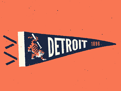 Detroit Tigers Pennant baseball detroit flag mlb pennant retro tiger tigers vintage