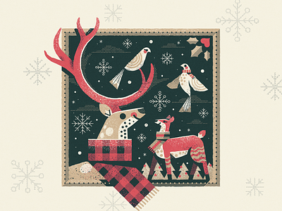 Winter Love christmas dove frame holiday love reindeer scarf scarves snow texture winter
