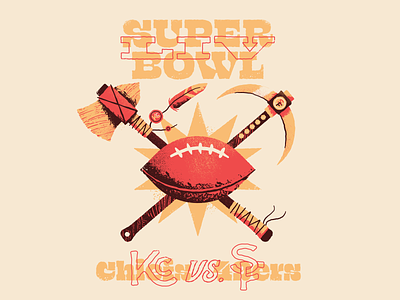 Super Bowl LIV 49ers chiefs feather football kansas city miner nfl retro san francisco super bowl tomahawk