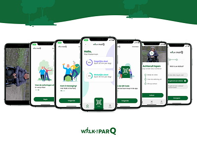 Walk in the parQ - UI/UX Design app elderly exersice figma fitness app interface design ui ux
