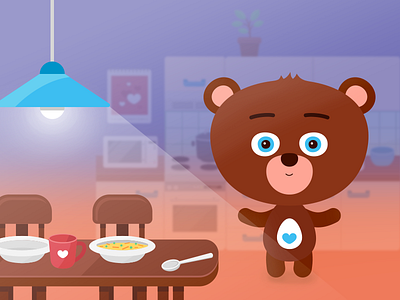 Children tablet app – kitchen scenery app bear character children cute design game illustration kids scenery vector