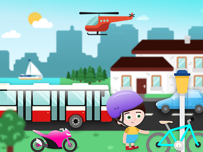 Tablet game app for children app children city game gradient illustration illustrations kids transport vector
