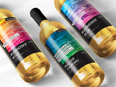 Ackee wine bottles 80s brand design glitch gradient graphic label logo packaging pixel wine