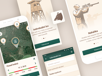 HuntingApp app deer design forest fox graphic hunter illustration illustrations ui ux vector